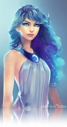 Size: 819x1555 | Tagged: safe, artist:corrico, character:princess luna, species:human, g4, female, gradient background, humanized, pretty, signature, simple background, solo, species swap