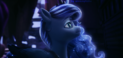 Size: 1699x804 | Tagged: safe, artist:annaxeptable, edit, edited screencap, manebooru spotlight, screencap, character:princess luna, species:alicorn, species:pony, g4, g5, my little pony: a new generation, crown, female, g4 to g5, g5 movie accurate, generation leap, jewelry, mare, necklace, peytral, profile, regalia, solo