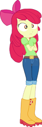Size: 667x2000 | Tagged: safe, artist:therandomone095, character:apple bloom, species:eqg human, equestria girls:holidays unwrapped, g4, my little pony: equestria girls, my little pony:equestria girls, adorabloom, apple bloom's bow, apple family member, belt, boots, bow, clothing, crossed arms, cute, female, hair bow, jeans, pants, shoes, simple background, solo, the cider louse fools, transparent background