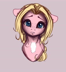 Size: 2950x3215 | Tagged: safe, artist:miokomata, oc, oc only, oc:mio, species:pegasus, species:pony, g4, bust, cute, eyebrows, female, floppy ears, freckles, high res, looking at you, mare, ocbetes, solo