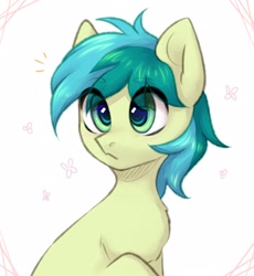 Size: 1472x1600 | Tagged: safe, artist:avrameow, character:sandbar, species:earth pony, species:pony, g4, blushing, bust, chest fluff, colored eyebrows, cute, eye clipping through hair, eyebrows, eyebrows visible through hair, male, raised hoof, sandabetes, simple background, solo, white background