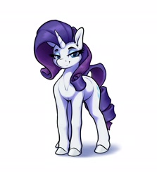 Size: 2427x2725 | Tagged: safe, artist:aquaticvibes, character:rarity, species:pony, species:unicorn, g4, cutie mark, eyebrows, eyeshadow, female, horn, lidded eyes, looking at you, makeup, mare, simple background, smiling, solo, tail, white background