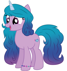 Size: 6041x6367 | Tagged: safe, artist:ejlightning007arts, character:izzy moonbow, species:pony, species:unicorn, g4, g5, my little pony: a new generation, absurd resolution, bracelet, cute, digital art, female, full body, g5 to g4, generation leap, gradient hair, horn, izzybetes, jewelry, long mane, mare, multicolored hair, open mouth, open smile, show accurate, simple background, smiling, solo, standing, tail, three quarter view, transparent background, vector