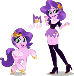 Size: 3911x4000 | Tagged: safe, artist:orin331, character:pipp petals, species:eqg human, species:pegasus, species:pony, g4, g5, my little pony: a new generation, my little pony:equestria girls, accessories, belt, boots, bracelet, circlet, clothing, colored hooves, cute, cutie mark, equestria girls-ified, eye clipping through hair, feathered fetlocks, female, g5 to equestria girls, g5 to g4, headband, high heel boots, high heels, high res, hooves, human pipp petals, human ponidox, jacket, jewelry, leather jacket, looking at you, mare, movie accurate, open mouth, open smile, pipp wings, ponidox, raised hoof, self paradox, self ponidox, shoes, simple background, skirt, smiling, smiling at you, species swap, style emulation, thigh boots, three quarter view, tiptoe, transparent background, unshorn fetlocks
