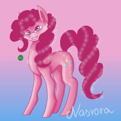 Size: 1280x1280 | Tagged: safe, artist:nasvora, character:pinkie pie, species:earth pony, species:pony, g4, cheek fluff, christmas, christmas lights, cute, diapinkes, female, gradient background, heart eyes, holiday, lights, looking at you, mare, signature, smiling, solo, wingding eyes