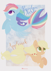 Size: 4624x6472 | Tagged: safe, artist:illumnious, character:applejack, character:rainbow dash, species:earth pony, species:pegasus, species:pony, species:seapony (g4), g4, my little pony: friendship is magic, my little pony: the movie (2017), photo, poster