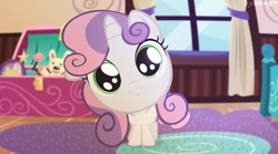 Size: 2621x1462 | Tagged: safe, artist:rainihorn, character:sweetie belle, species:pony, species:unicorn, g4, cute, diasweetes, female, filly, frown, imminent boop, looking at you, signature, solo, weapons-grade cute, young
