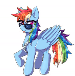 Size: 1799x1814 | Tagged: safe, artist:midoriya_shouto, character:rainbow dash, species:pegasus, species:pony, g4, art challenge, blep, manechat challenge, simple background, solo, sunglasses, tongue out, white background