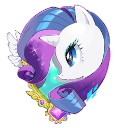 Size: 618x684 | Tagged: safe, artist:moudokupxv, character:rarity, species:pony, species:unicorn, g4, bust, mirror, portrait, simple background, solo, sparkles, white background