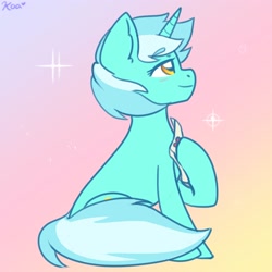 Size: 2500x2500 | Tagged: safe, artist:koapony, character:lyra heartstrings, species:pony, species:unicorn, februpony, g4, blushing, ear fluff, love letter, profile, solo