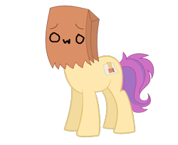 Size: 925x756 | Tagged: safe, artist:s-class-destroyer, oc, oc:paper bag, species:pony, g4, bag, owo, simple background, solo, standing, standing up, sticky note, transparent background, vector