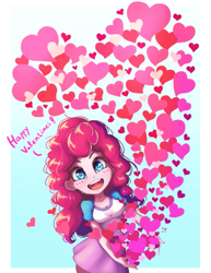 Size: 773x1000 | Tagged: safe, artist:the-park, character:pinkie pie, species:human, g4, my little pony:equestria girls, female, heart, simple background, solo
