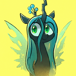 Size: 900x900 | Tagged: safe, artist:dawnfire, character:queen chrysalis, species:changeling, g4, bust, cute, looking at you