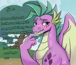 Size: 2048x1733 | Tagged: safe, artist:jafsheep, character:rarity, character:spike, species:dragon, comic:reunion, ship:sparity, g4, blushing, nervous, older spike, text