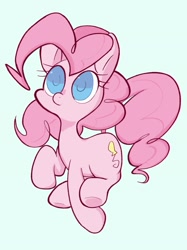 Size: 1535x2048 | Tagged: safe, artist:noupu, character:pinkie pie, species:earth pony, species:pony, g4, raised hoof, simple background, solo, vacant expression