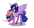 Size: 1280x1045 | Tagged: safe, artist:opossum-stuff, character:twilight sparkle, character:twilight sparkle (alicorn), species:alicorn, species:pony, februpony, g4, profile, raised hoof, redesign, simple background, solo, spread wings, white background, wings