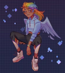 Size: 1280x1420 | Tagged: safe, artist:cinnavee, character:rainbow dash, species:human, g4, humanized, solo