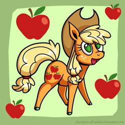Size: 1200x1200 | Tagged: safe, artist:champion-of-namira, character:applejack, species:earth pony, species:pony, g4, chibi, female, solo