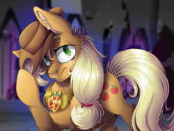 Size: 1024x768 | Tagged: safe, artist:mychelle, part of a set, character:applejack, species:earth pony, species:pony, g4, beautiful, clothing, element of honesty, hat, m'lady, solo