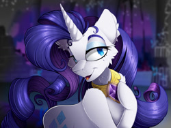 Size: 1024x768 | Tagged: safe, artist:mychelle, part of a set, character:rarity, species:pony, species:unicorn, g4, beautiful, cheek fluff, chest fluff, element of generosity, lidded eyes, looking at you, smiling, solo