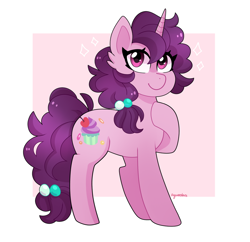 Size: 1024x992 | Tagged: safe, artist:emera33, character:sugar belle, species:pony, species:unicorn, g4, abstract background, raised hoof, signature, simple background, solo, three quarter view