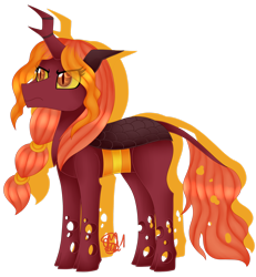 Size: 1920x2082 | Tagged: safe, artist:spokenmind93, oc, oc only, unnamed oc, species:changeling, g4, adoptable, ambiguous gender, centiskorch, crossover, pokémon, ponified, solo