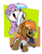 Size: 800x1024 | Tagged: safe, artist:thegreatrouge, character:button mash, character:sweetie belle, species:earth pony, species:pony, species:unicorn, g4, boyfriend (fnf), buttonbetes, chibi, crossover, cute, diamond pickaxe, diasweetes, don't mine at night, duo, friday night funkin', microphone, minecraft, pickaxe, video game crossover, young