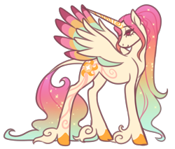 Size: 1280x1089 | Tagged: safe, artist:snowylynxx, character:princess celestia, species:alicorn, species:pony, g4, female, redesign, solo