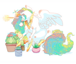 Size: 1280x1083 | Tagged: dead source, safe, artist:snoopsi, character:princess celestia, species:alicorn, species:pony, g4, female, simple background, solo, succulents, white background