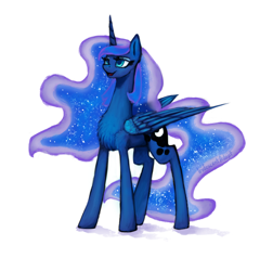 Size: 1000x1041 | Tagged: safe, artist:iridescentadopt, character:princess luna, species:alicorn, species:pony, g4, cutie mark, female, horn, open mouth, simple background, smiling, solo, white background, wings