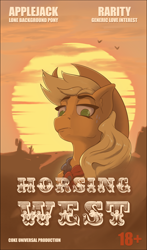 Size: 1522x2592 | Tagged: safe, artist:cocaine, character:applejack, species:earth pony, species:pony, g4, applejack superstar, clothing, hat, looking at you, movie poster, poster, text, western