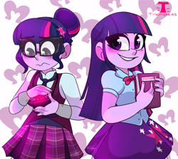 Size: 5589x5000 | Tagged: safe, artist:t-whiskers, character:twilight sparkle, character:twilight sparkle (scitwi), species:eqg human, equestria girls:friendship games, g4, my little pony: equestria girls, book, duo, female, glasses, self paradox