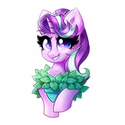 Size: 2500x2500 | Tagged: safe, artist:confetticakez, character:phyllis, character:starlight glimmer, species:pony, species:unicorn, g4, bust, pet, simple background, solo, white background