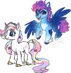 Size: 1280x1305 | Tagged: safe, artist:conphettey, oc, oc only, species:pegasus, species:pony, species:unicorn, g5, cute, duo, simple background, white background