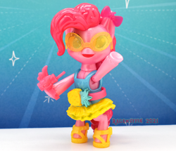 Size: 1200x1031 | Tagged: safe, photographer:conphettey, character:pinkie pie, species:anthro, species:earth pony, species:pony, species:unguligrade anthro, g4.5, female, irl, photo, smashin' fashion, solo, toy