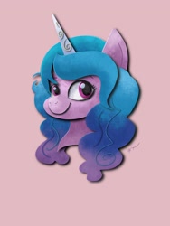 Size: 1536x2048 | Tagged: safe, artist:catscratchpaper, character:izzy moonbow, species:pony, species:unicorn, g5, bust, gradient hair, horn pattern, izzybetes, papercraft, simple background, solo