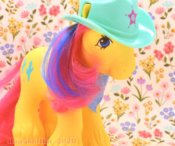 Size: 1280x1068 | Tagged: safe, photographer:conphettey, character:tex (g1), species:earth pony, species:pony, g1, big brother ponies, clothing, hat, irl, male, photo, solo, toy