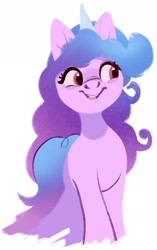 Size: 1126x1793 | Tagged: safe, artist:tohupo, character:izzy moonbow, species:pony, species:unicorn, g5, gradient hair, horn, horn pattern, simple background, smiling, solo, white background