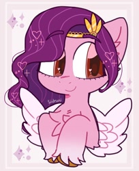 Size: 790x970 | Tagged: safe, artist:ocado7, character:pipp petals, species:pegasus, species:pony, g5, adorapipp, bust, cute, pipp wings, simple background, solo, spread wings, unshorn fetlocks, wings