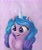 Size: 2393x2860 | Tagged: safe, artist:flusanix, character:izzy moonbow, species:pony, species:unicorn, g5, bust, gradient hair, high res, hoof on cheek, horn, horn pattern, open mouth, smiling, solo, unshorn fetlocks