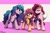 Size: 2146x1405 | Tagged: safe, artist:anticular, character:izzy moonbow, character:pipp petals, character:sunny starscout, species:earth pony, species:pegasus, species:pony, species:unicorn, g5, braid, characer:izzy, chest fluff, circlet, gradient hair, horn pattern, pipp wings, raised hoof, simple background, smiling, unshorn fetlocks