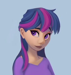 Size: 1928x2048 | Tagged: safe, artist:lilfunkman, character:twilight sparkle, species:human, g4, bust, humanized, portrait, simple background, solo