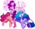 Size: 1462x1203 | Tagged: safe, artist:kenc0r3, character:izzy moonbow, character:pipp petals, character:sunny starscout, species:classical unicorn, species:earth pony, species:pegasus, species:pony, g5, blep, braid, flying, gradient hair, horn pattern, pipp wings, simple background, tongue out, unshorn fetlocks, white background