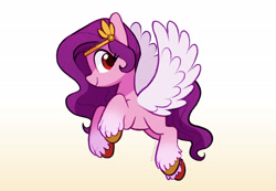 Size: 2709x1880 | Tagged: safe, artist:dawnfire, character:pipp petals, species:pegasus, species:pony, g5, adorapipp, circlet, cute, flying, pipp wings, simple background, solo, spread wings, unshorn fetlocks, wings