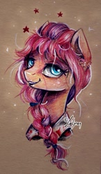Size: 791x1357 | Tagged: safe, artist:lailyren, character:sunny starscout, species:earth pony, species:pony, g5, braid, bust, portrait, simple background, solo, traditional art