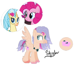Size: 742x648 | Tagged: safe, artist:derpydinosaurus, artist:selenaede, base used, character:pinkie pie, character:princess skystar, oc, oc:skylar, parent:pinkie pie, parent:princess skystar, parents:skypie, species:earth pony, species:hippogriff, species:pony, ship:skypie, g4, my little pony: the movie (2017), hybrid, interspecies offspring, magical lesbian spawn, next generation, offspring, simple background, transparent background