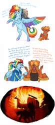 Size: 1280x2903 | Tagged: safe, artist:lopoddity, character:rainbow dash, oc, oc:aerostorm, oc:phoenix forge, parent:dumbbell, parent:rainbow dash, parents:dumbdash, species:anthro, species:pegasus, species:pony, pandoraverse, g4, arson, colt, crying, female, filly, fire, male, mother and daughter, mother and son, neglect, offspring, yelling, young