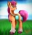 Size: 3200x3400 | Tagged: safe, artist:pizzavioletgirl, character:sunny starscout, species:earth pony, species:pony, g5, bag, blank flank, braid, coat markings, ear fluff, high res, signature, smiling, socks (coat marking), solo, unshorn fetlocks
