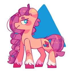 Size: 2000x2000 | Tagged: safe, artist:cocopudu, character:sunny starscout, species:earth pony, species:pony, g5, blep, braid, cutie mark, simple background, solo, tongue out, unshorn fetlocks