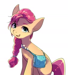 Size: 1500x1645 | Tagged: safe, artist:namagaki_yukina, character:sunny starscout, species:earth pony, species:pony, g5, bag, braid, simple background, solo, sunnybetes, white background